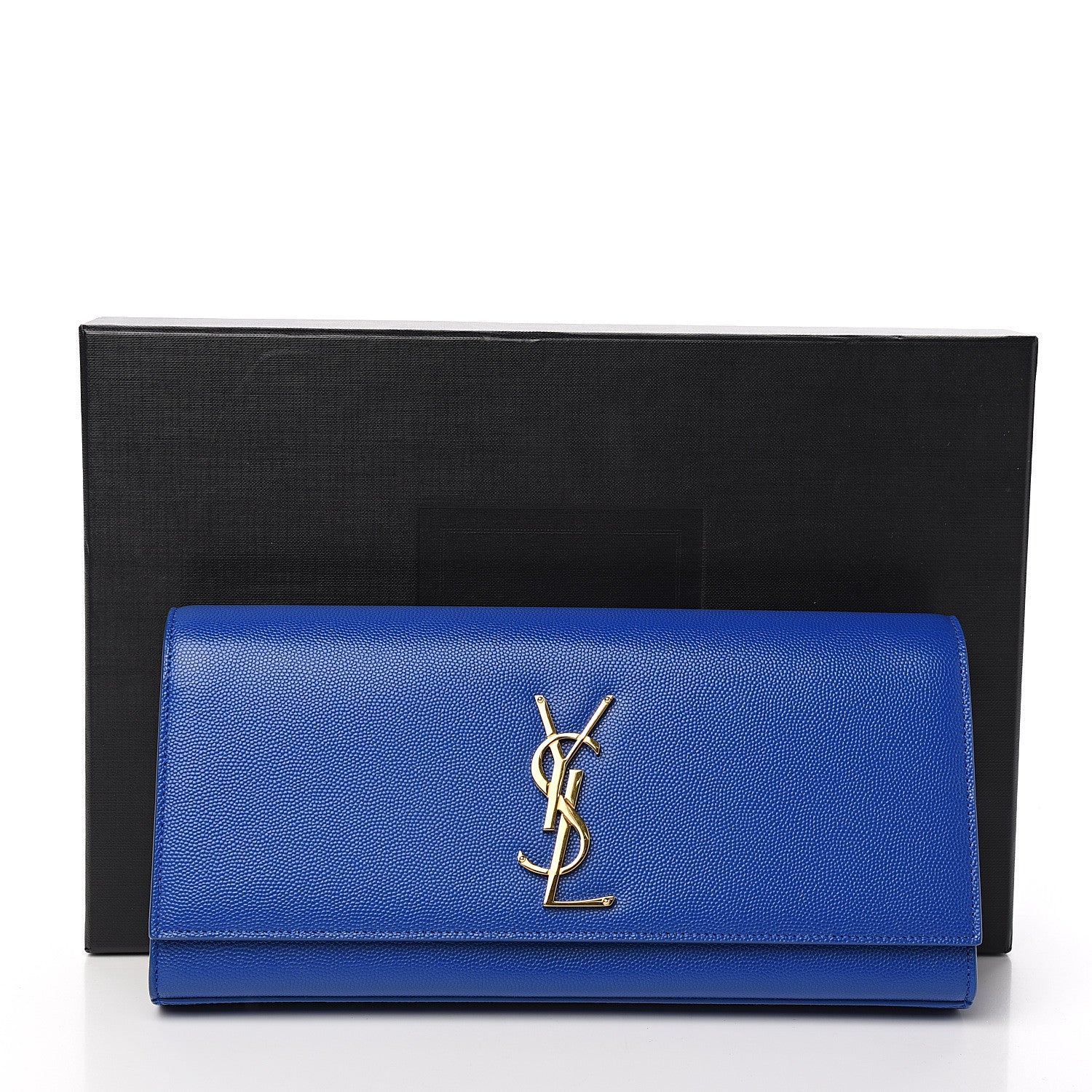 Saint Laurent Grain De Poudre Classic Monogram Cassandre Clutch Cobalt 6 of 6
