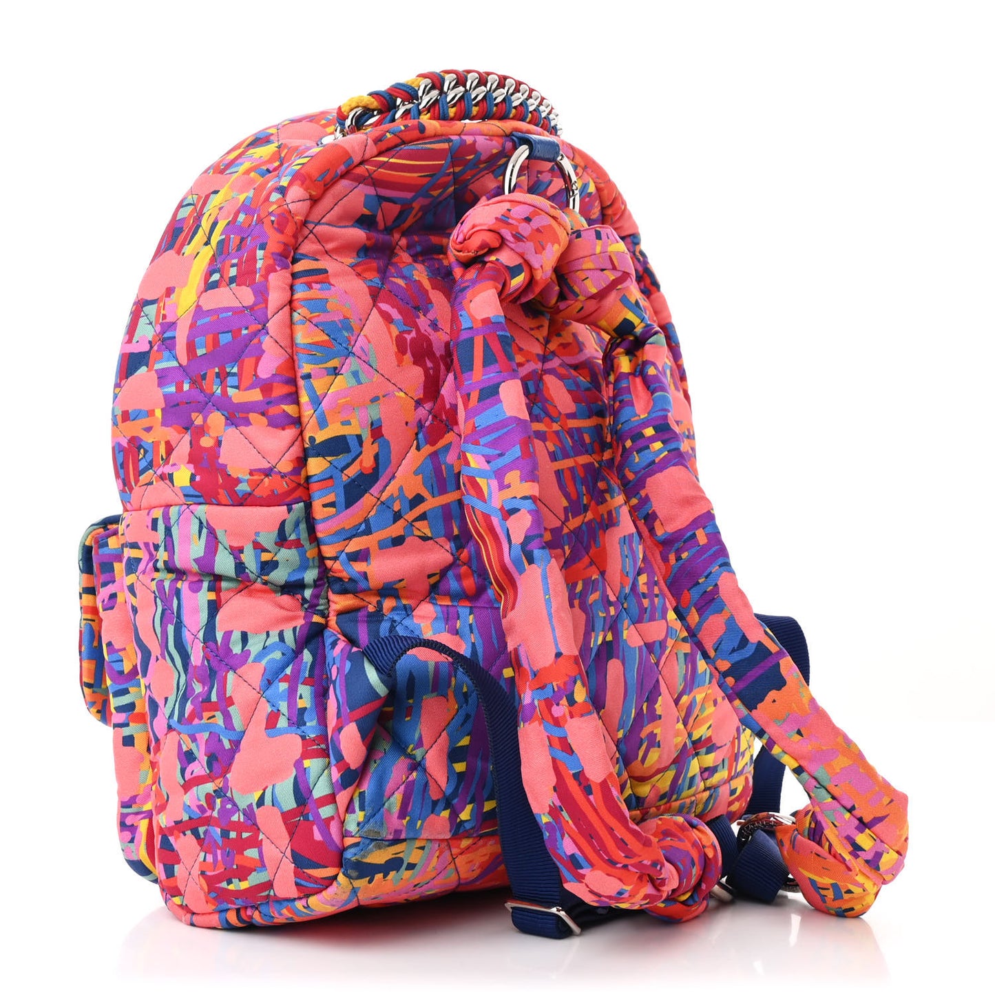 Foulard Fabric Quilted Printed Backpack Pink