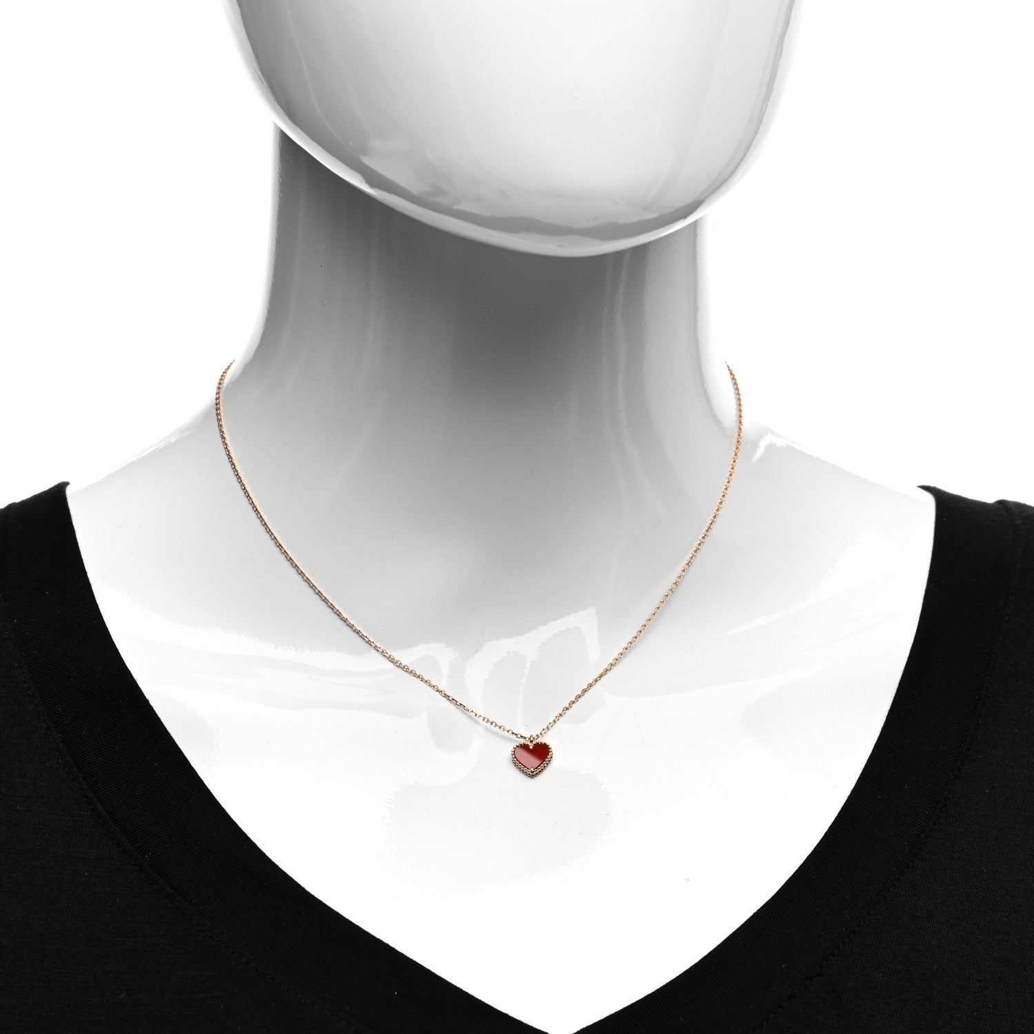 Van Cleef & Arpels 18K Rose Gold Carnelian Sweet Alhambra Heart Pendant Necklace 2 of 5