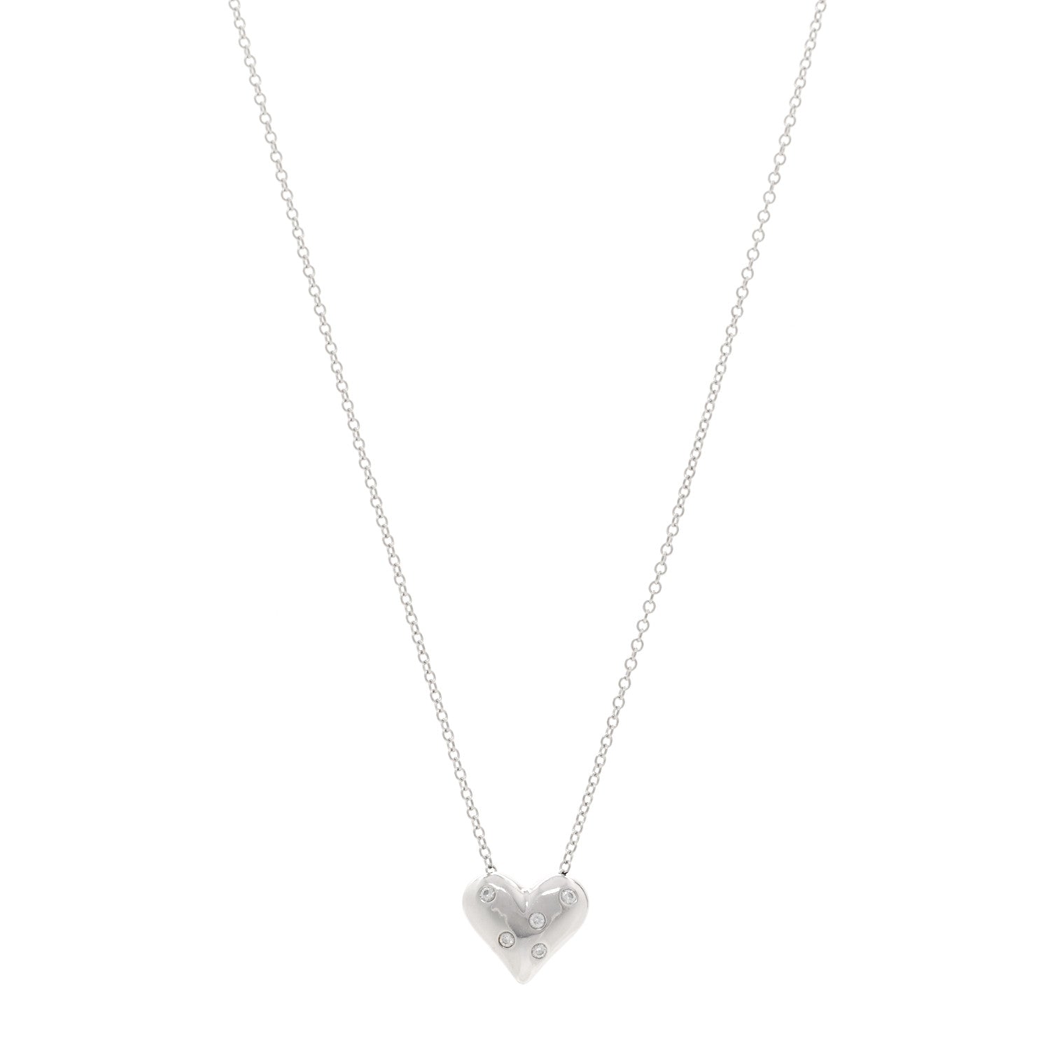 Tiffany Platinum Diamond Etoile Heart Pendant Necklace 1 of 4