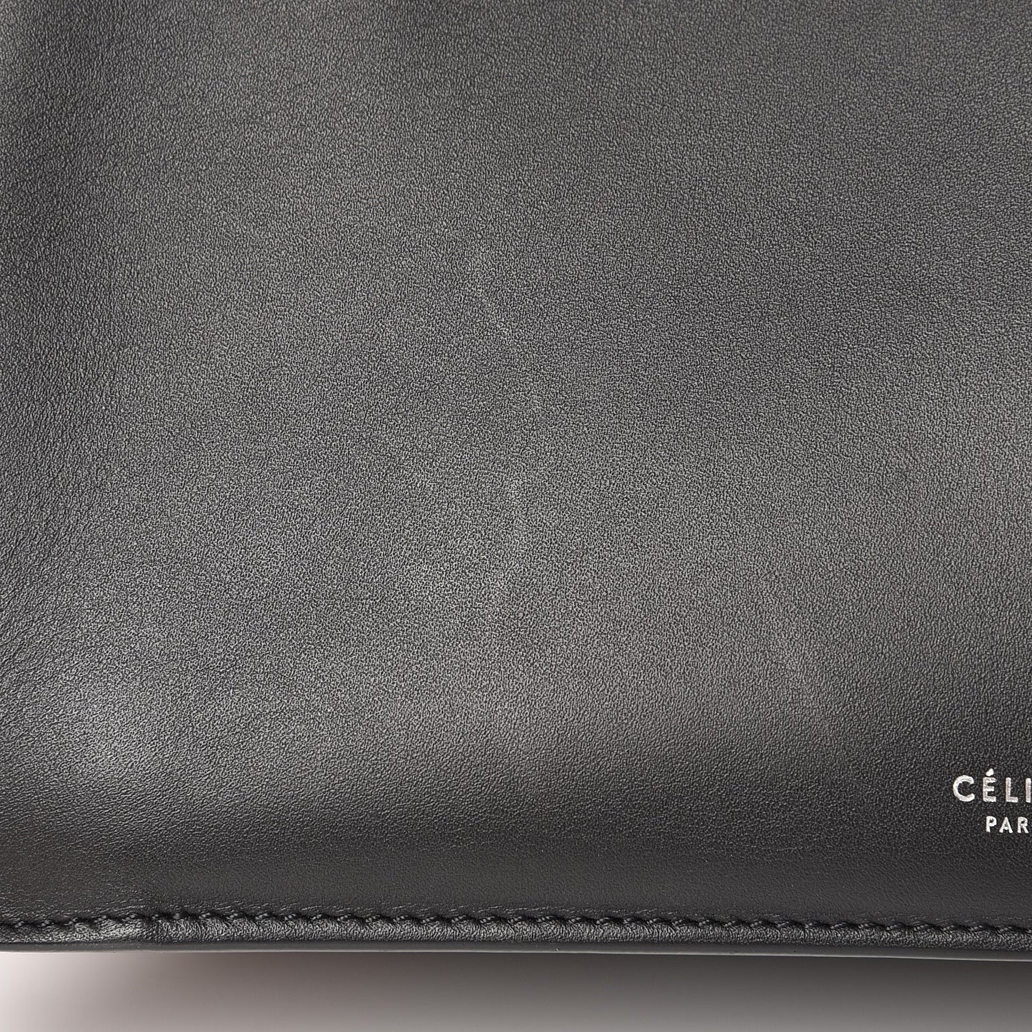 Natural Calfskin Tri-Fold Clutch on Chain Black