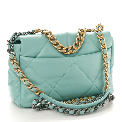 Chanel Shiny Lambskin Quilted Medium Chanel 19 Flap Light Blue 3 of 9