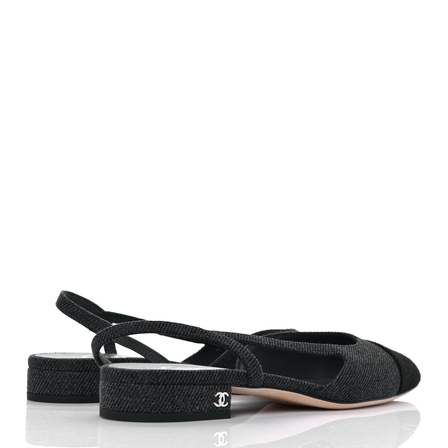 Grosgrain Cap Toe CC Slingback Flats 38 Black