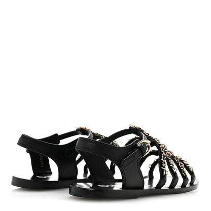 Chanel Calfskin Multi Chain CC Sandals 37 Black 37 Black 5 of 10