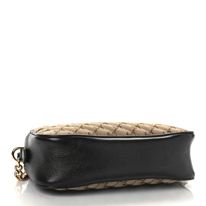 Gucci Monogram Matelasse Diagonal Small GG Marmont Chain Shoulder Bag Beige Black 4 of 10