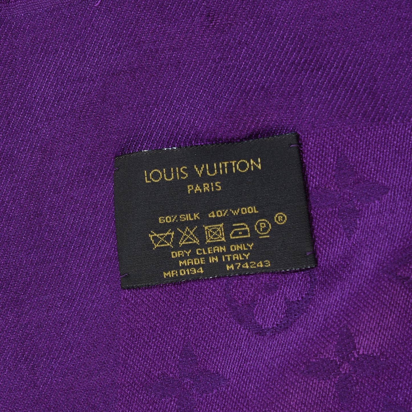 Silk Wool Monogram Shawl Cassis