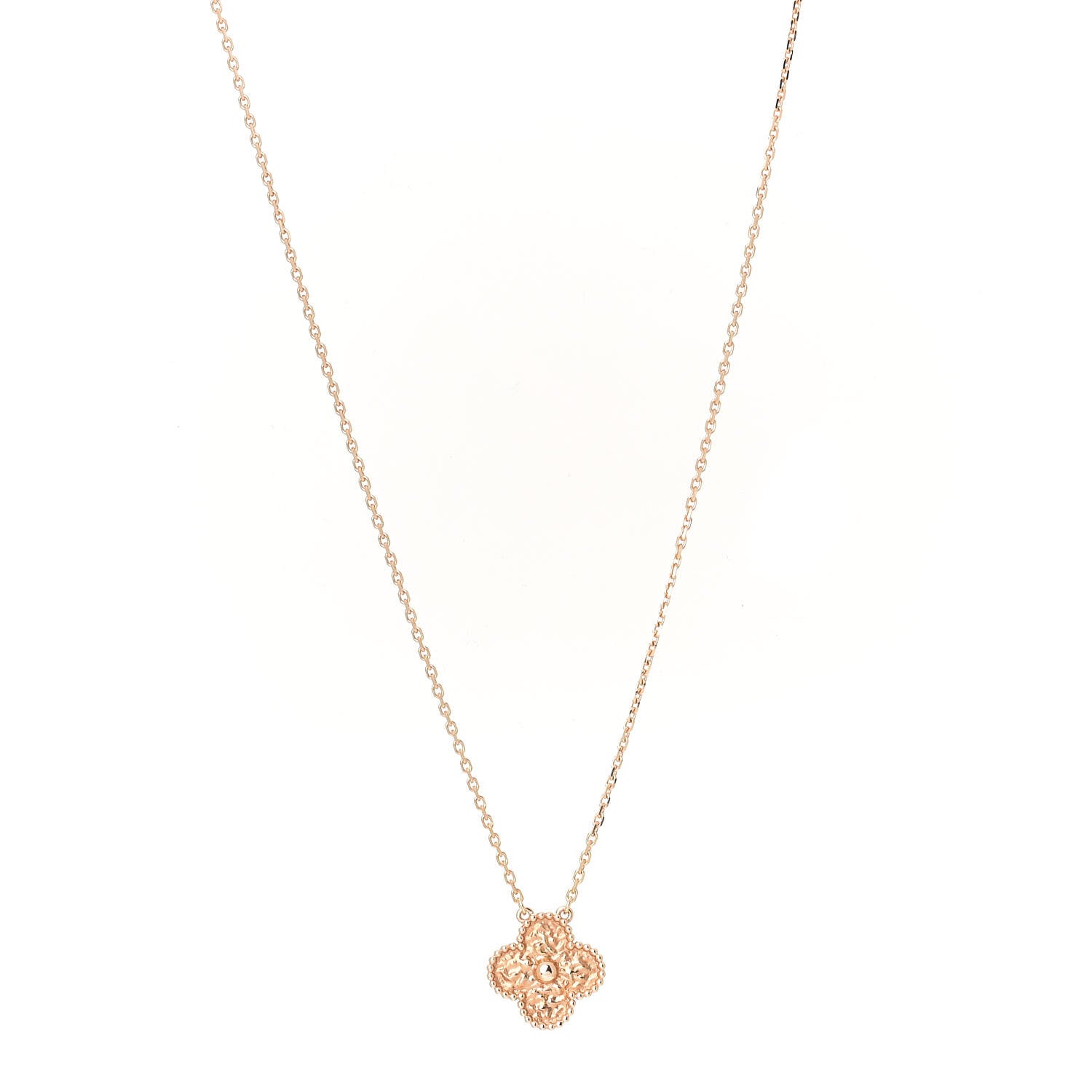 Van Cleef & Arpels 18K Rose Gold Vintage Alhambra Pendant Necklace 1 of 6