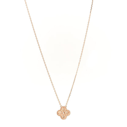 Van Cleef & Arpels 18K Rose Gold Vintage Alhambra Pendant Necklace 1 of 6