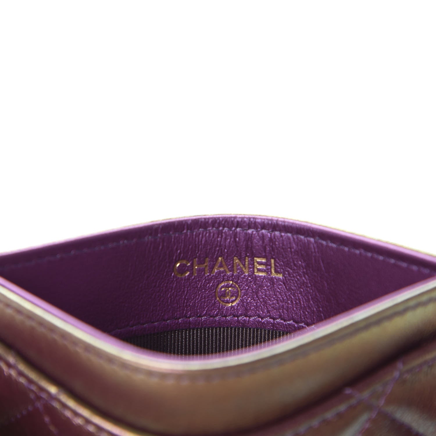 Chanel Iridescent Lambskin Quilted Card Holder Purple 6 of 9