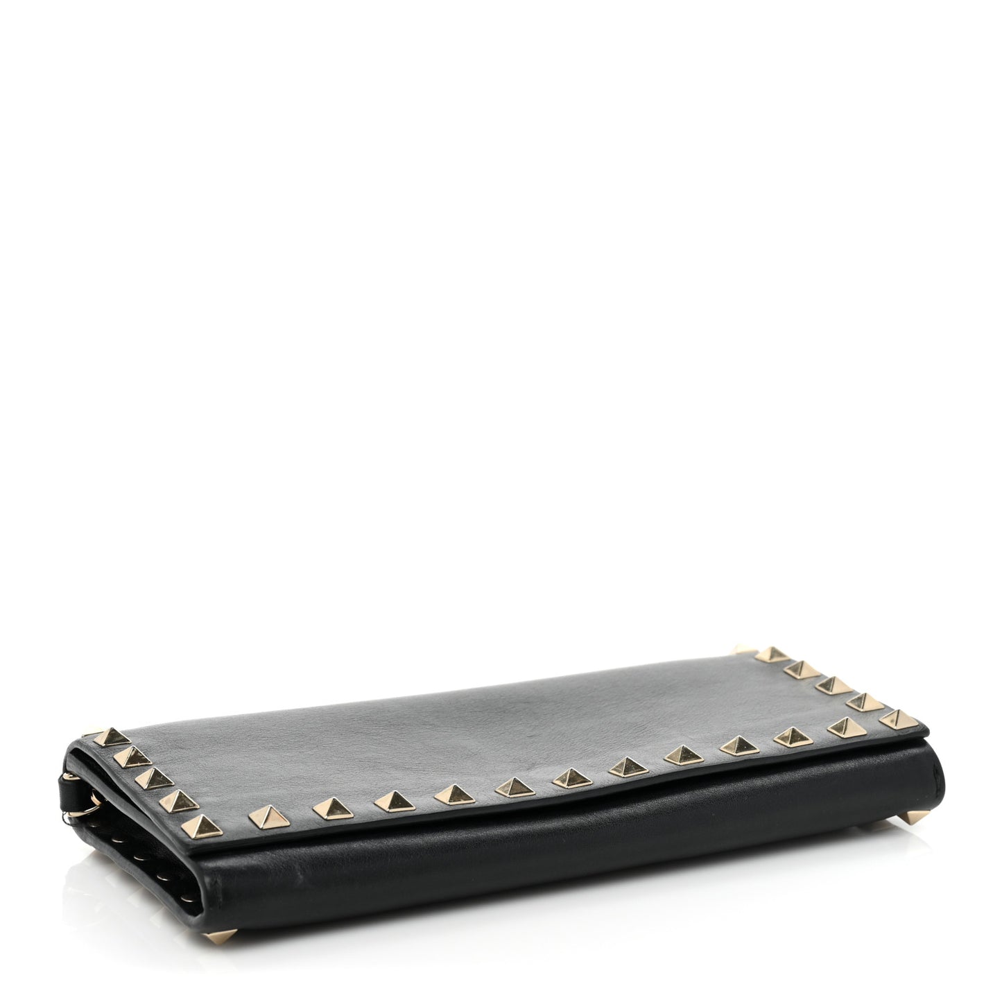 Vitello Rockstud Flap Wallet on Chain Black