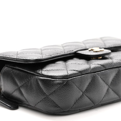 Chanel Caviar Quilted Flap Phone Holder With Chain Black 11 of 12