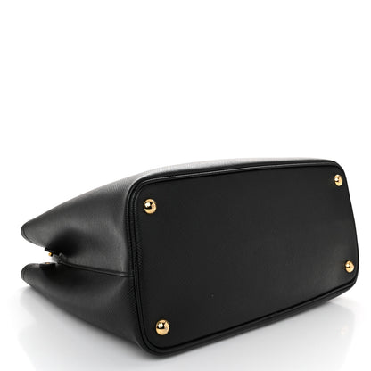 Prada Saffiano Cuir Medium Double Bag Black Fuoco 4 of 11