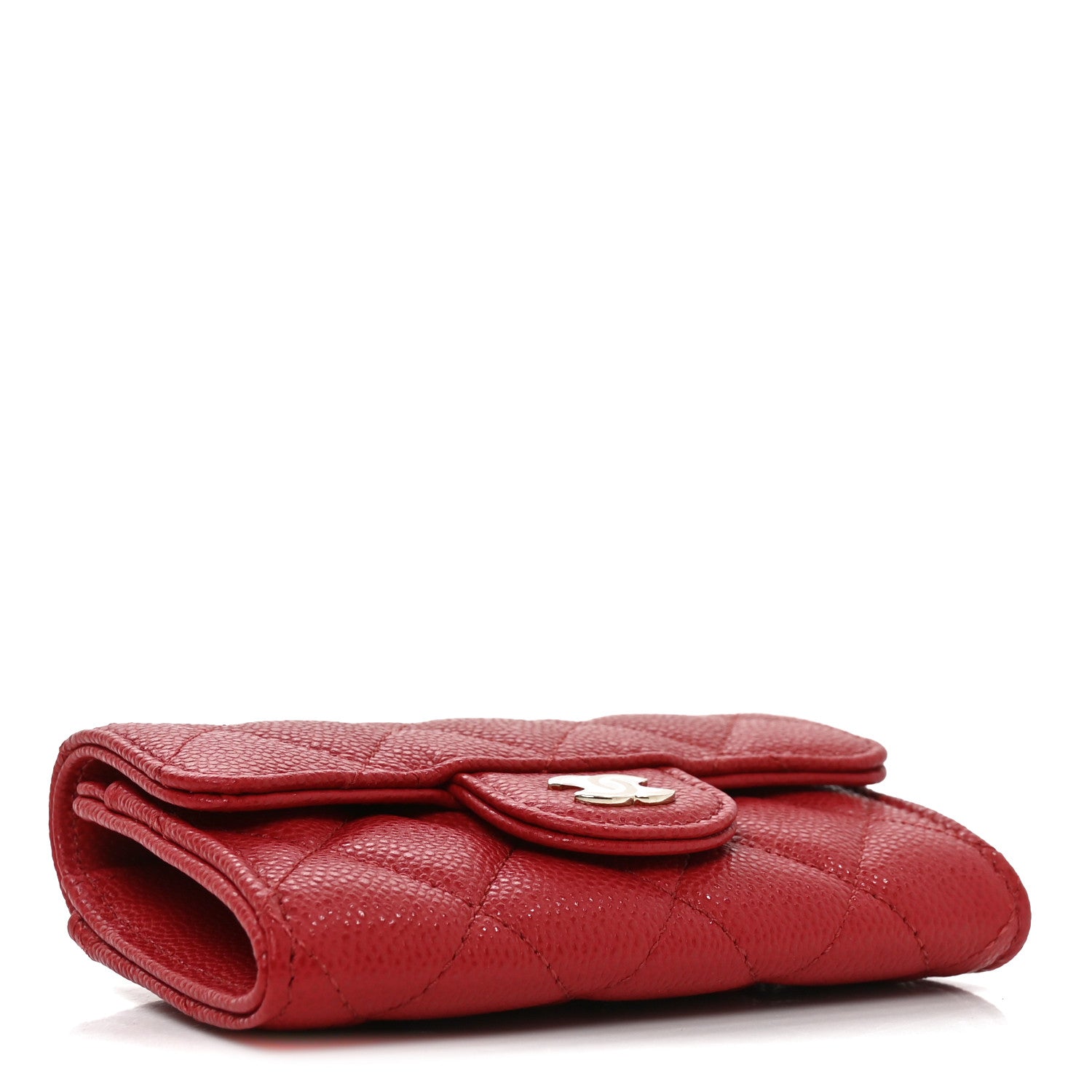 Chanel Caviar Quilted Flap Card Holder Wallet Red 4 of 9