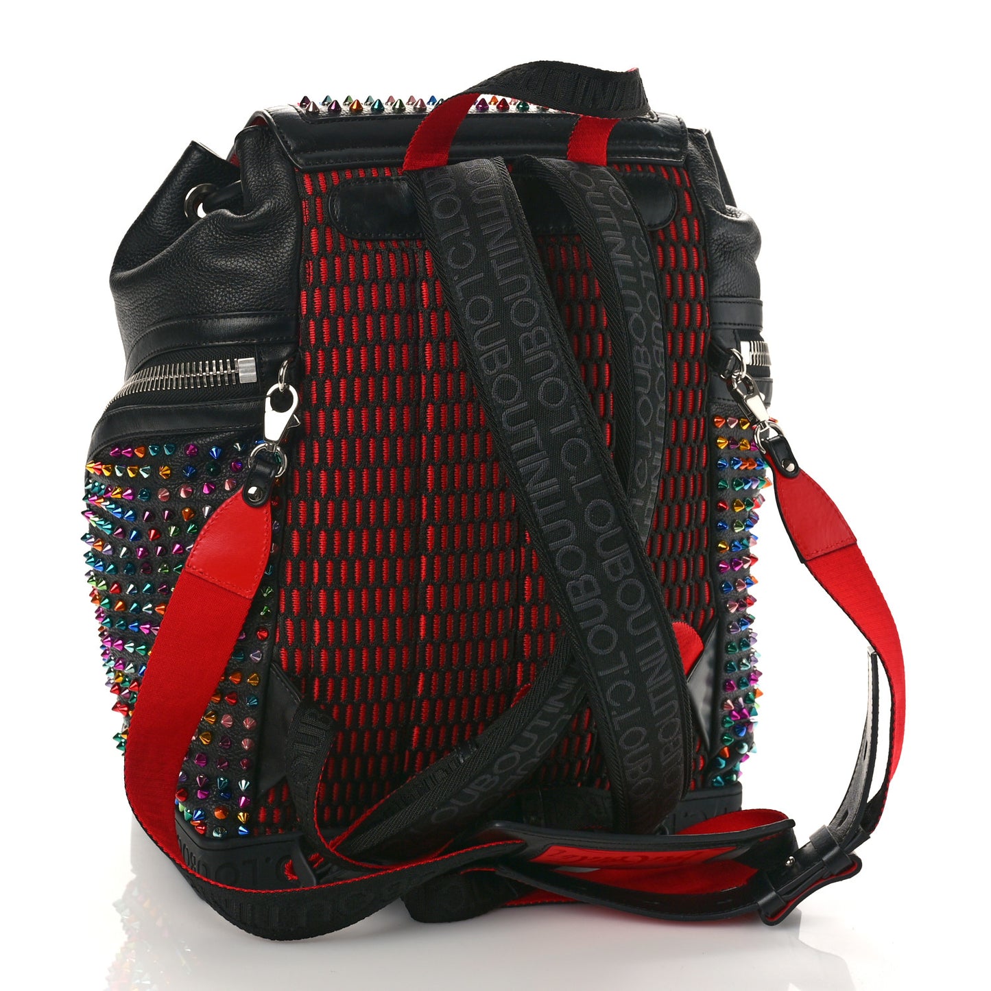 Calfskin Spiked Explorafunk Backpack Black Multicolor