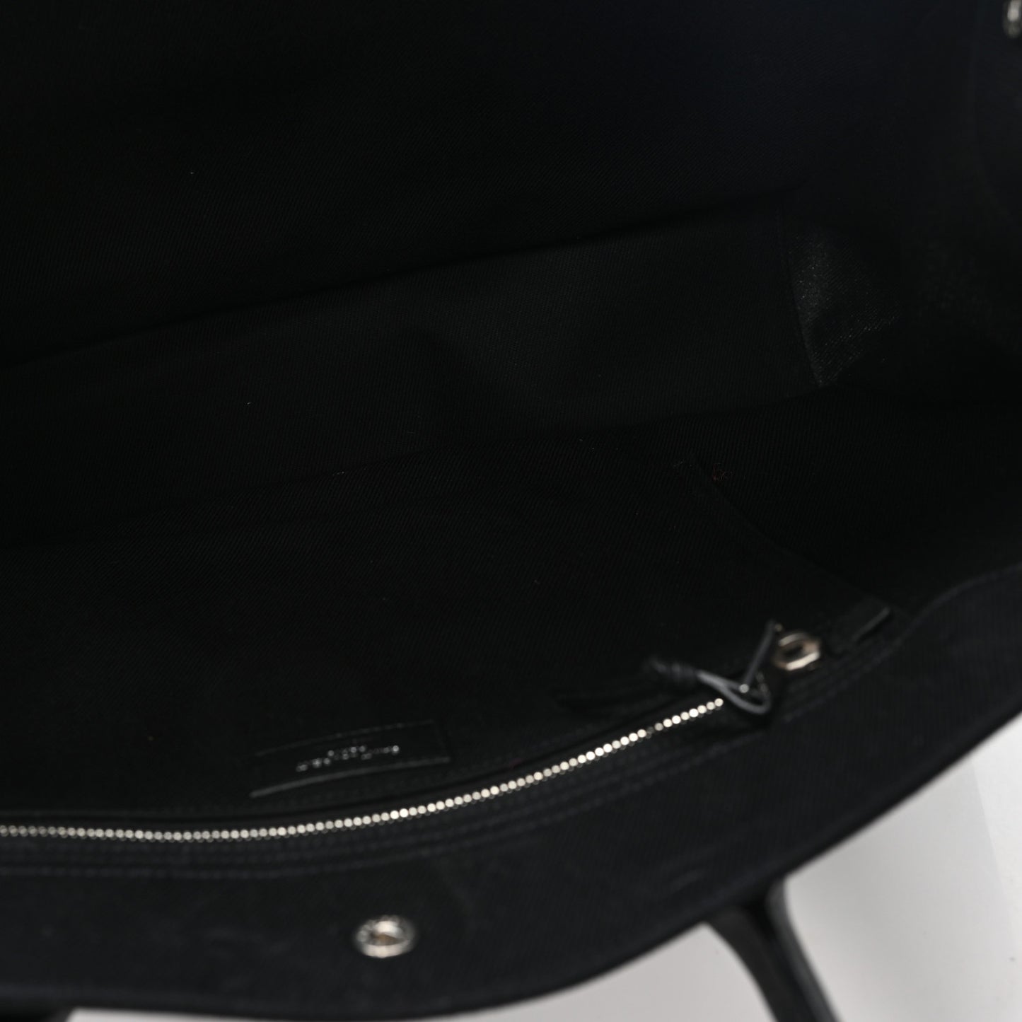 Linen Calfskin Rive Gauche Tote Black