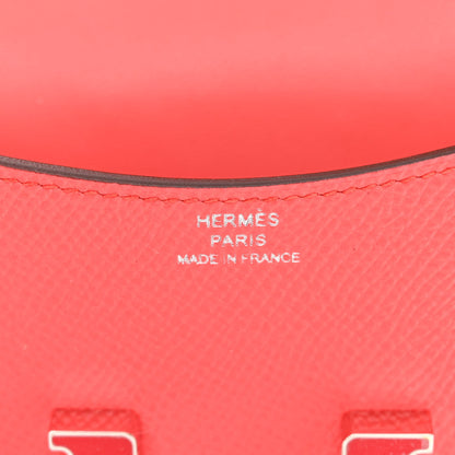Hermes Epsom Enamel Constance Slim Wallet Rose Texas Rouge De Coeur 6 of 7