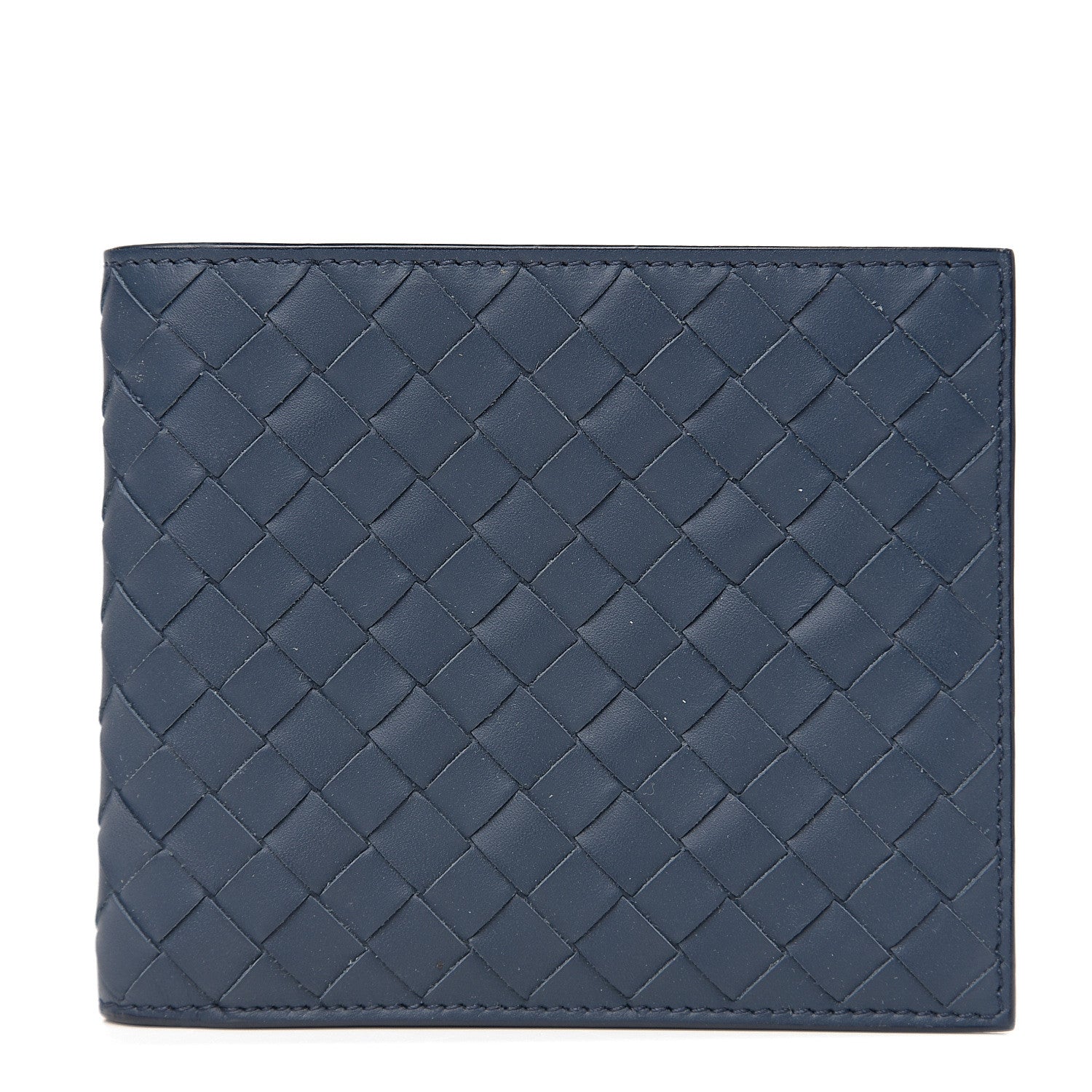 Bottega Veneta Calfskin Intrecciato Bi-Fold Wallet Dark Denim 1 of 7