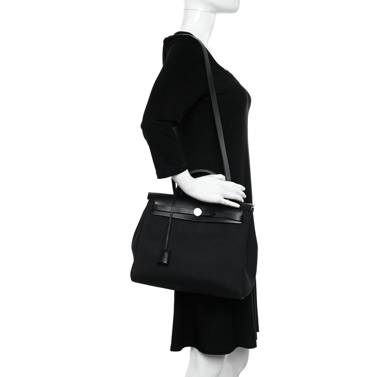 Hermes Military Toile Vache Hunter Herbag Zip PM 31 Black 2 of 9