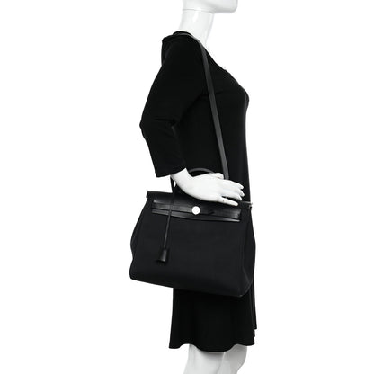 Hermes Military Toile Vache Hunter Herbag Zip PM 31 Black 2 of 9