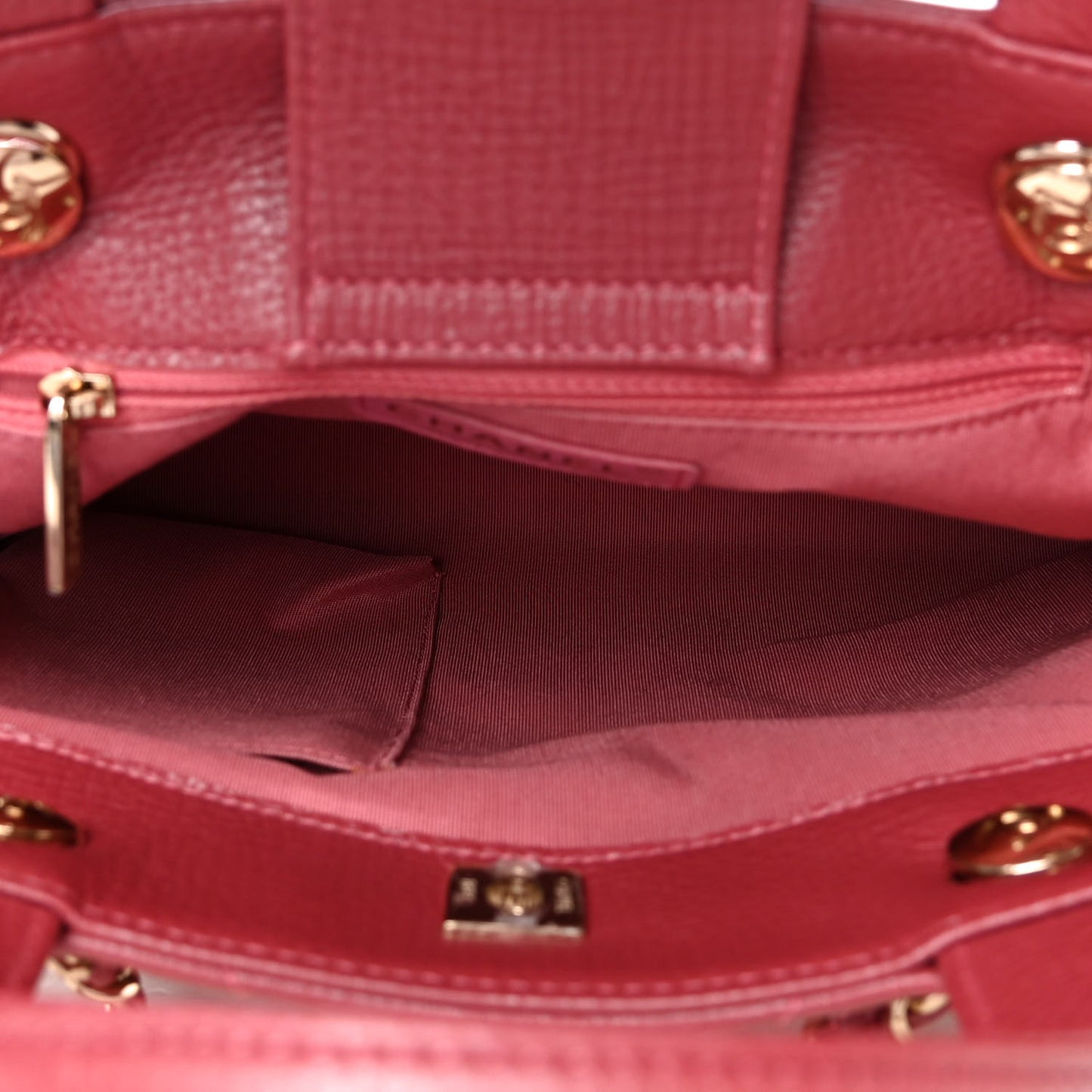 Calfskin Chevron Quilted Small Statement Shopping Tote Pink