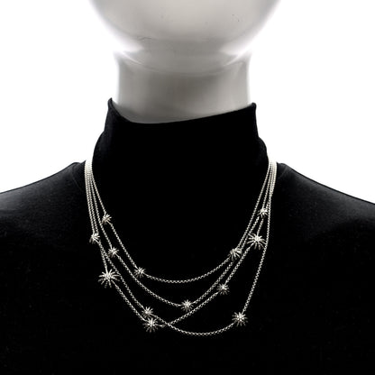 David Yurman Sterling Silver Diamond Multi Strand Starburst Station Necklace 2 of 4