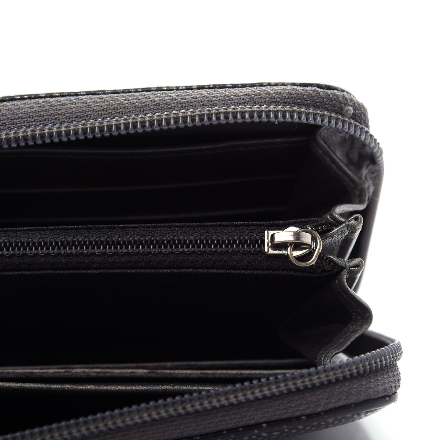 Metallic Calfskin Large Timeless CC Zip Around Wallet Argent Fonce