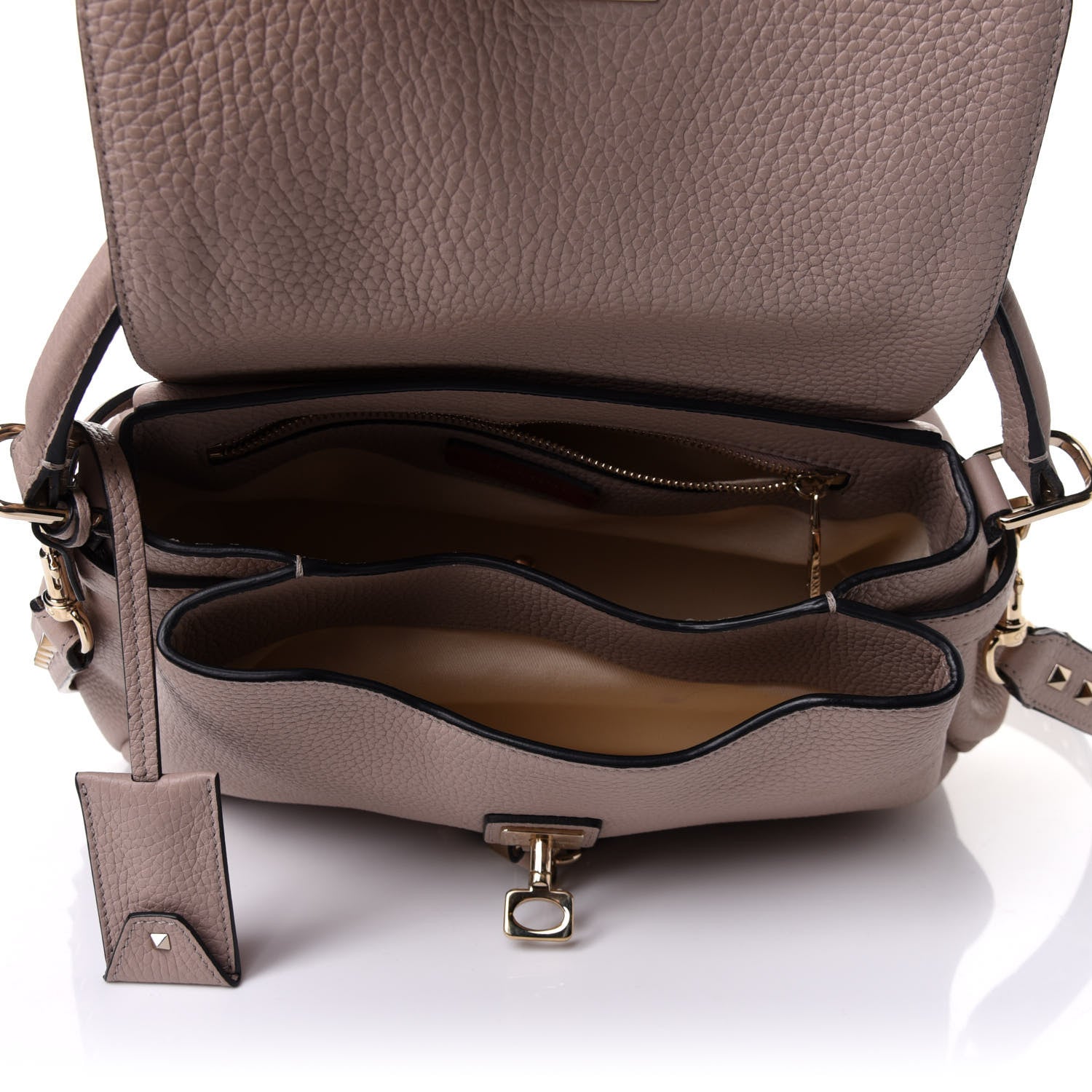 Valentino Garavani Pebbled Calfskin Rockstud Twiny Top Handle Bag Poudre 4 of 10