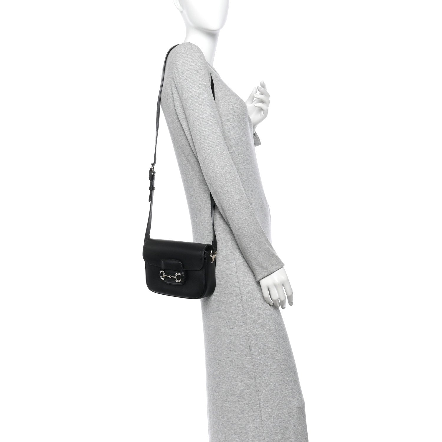 Gucci Arabella Calfskin Horsebit 1955 Shoulder Bag Black 2 of 10