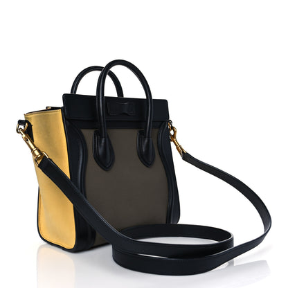 Celine Drummed Calfskin Suede Nano Tri-Color Luggage Amber 2 of 9
