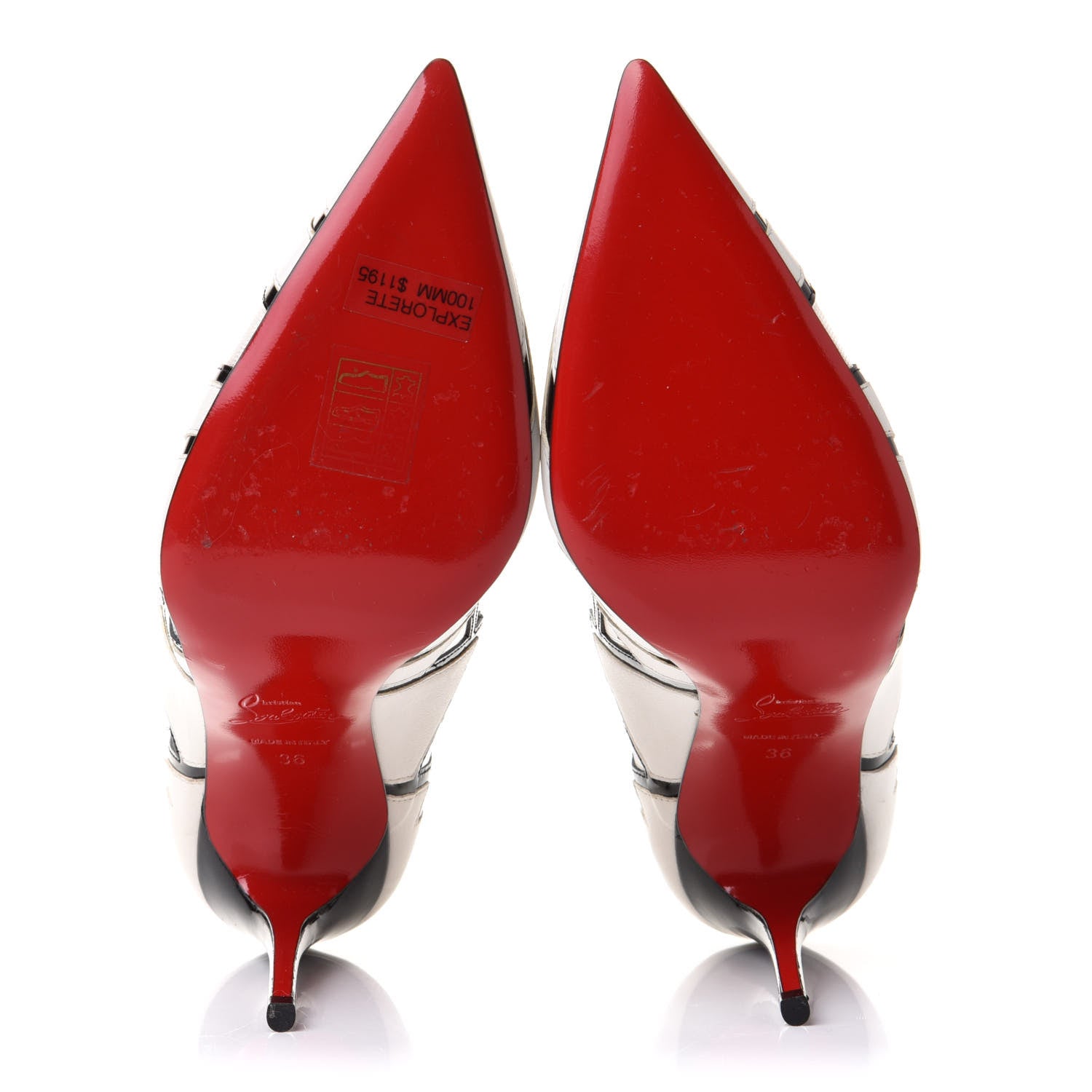 Christian Louboutin Shiny Nappa Patent Explorete 100 Pumps 36 White Black 5 of 7