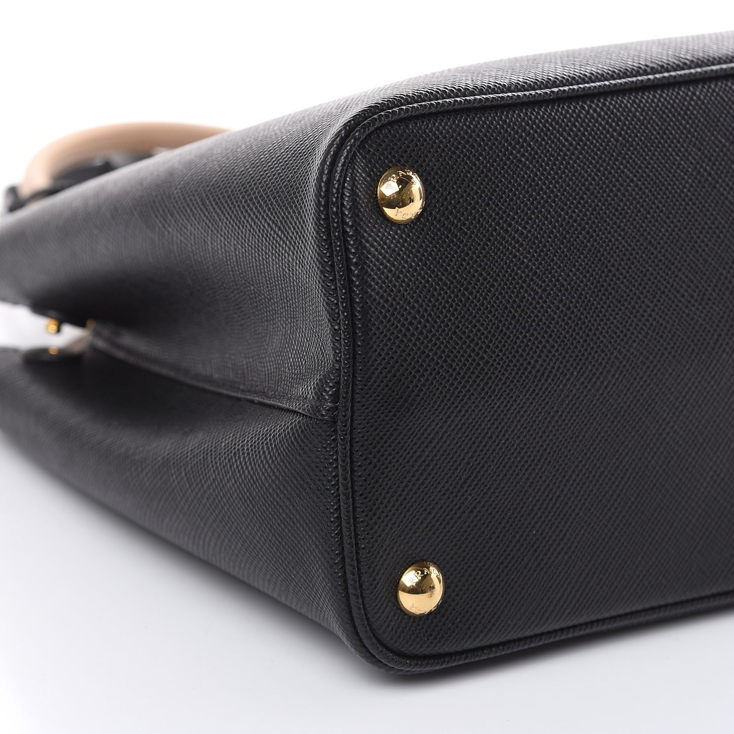 Saffiano Cuir Small Bi-Color Double Bag Black Sabbia