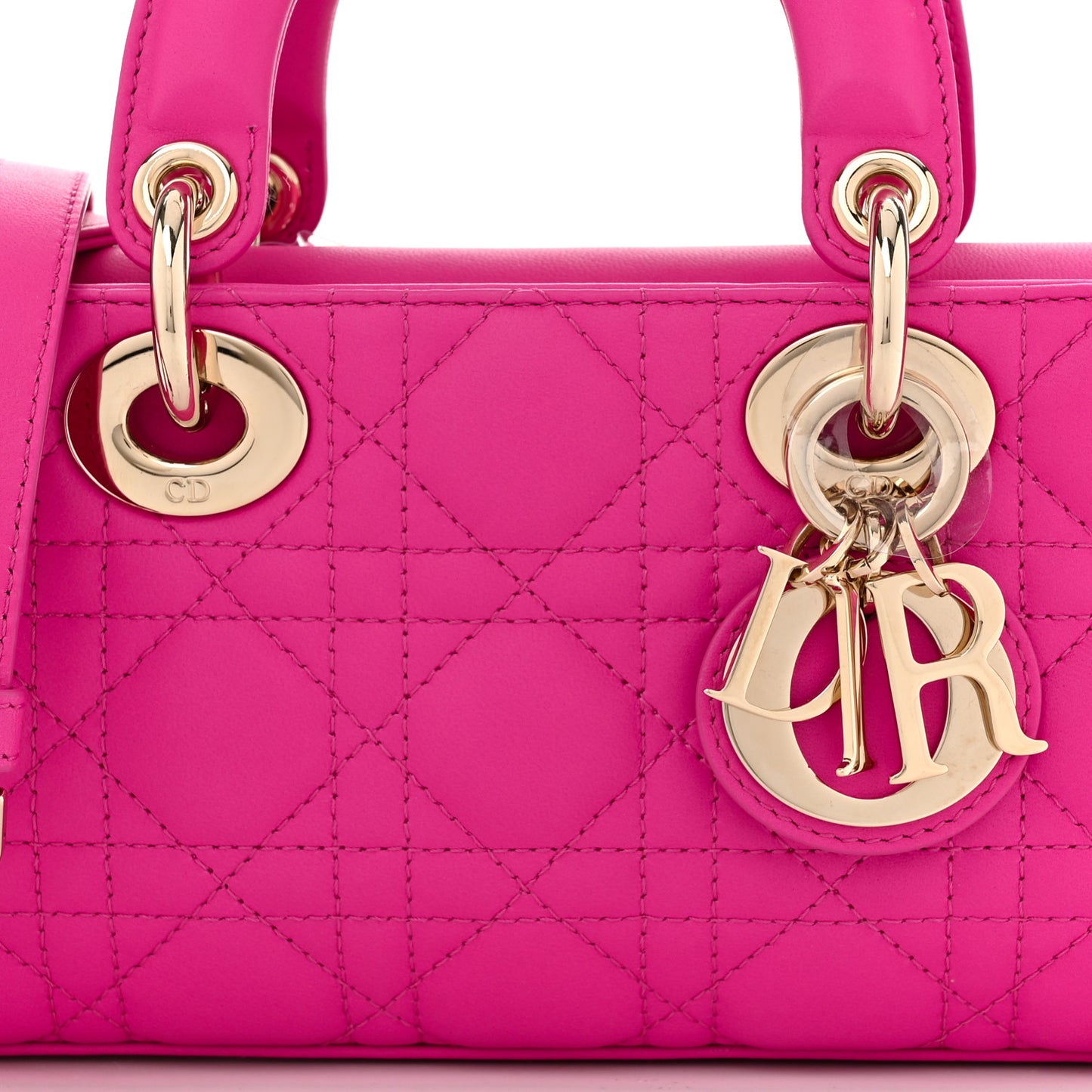 Lambskin Cannage Small Lady D-Joy Fuchsia