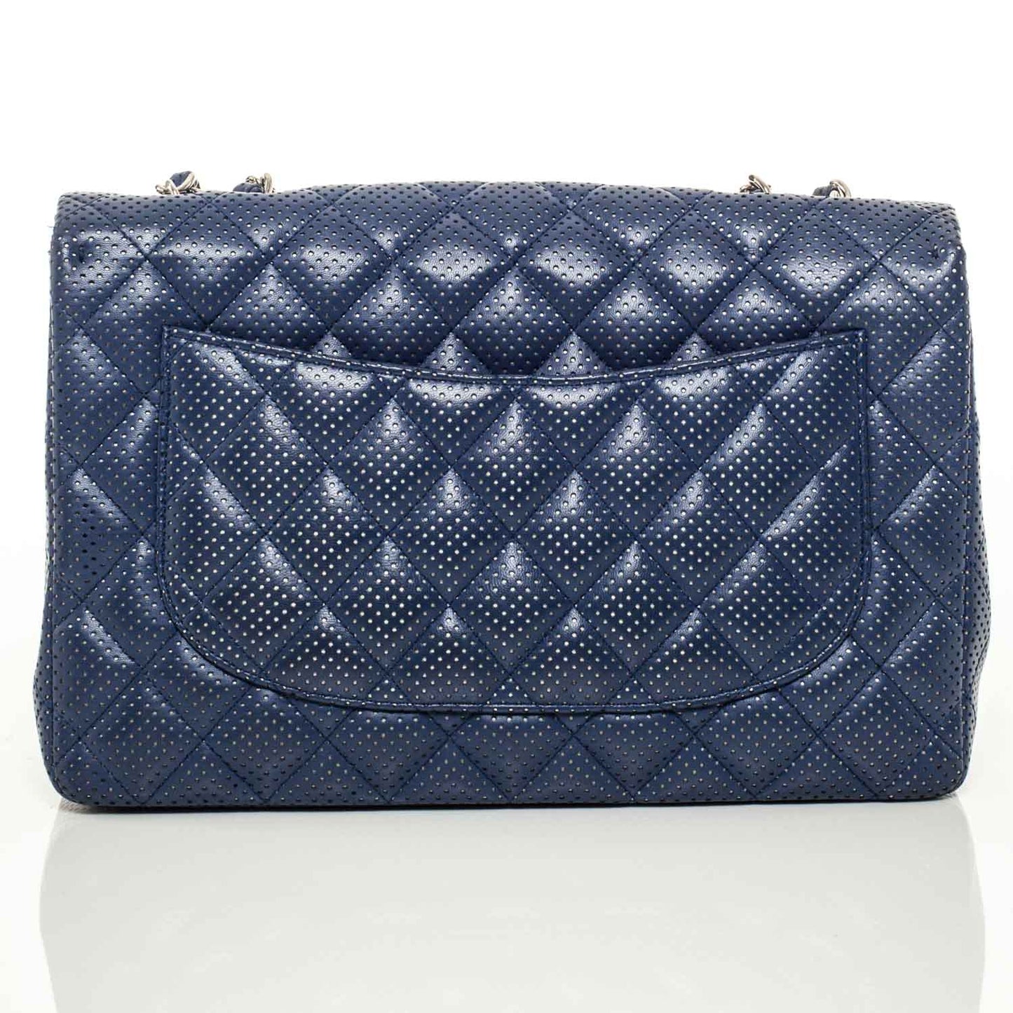 Calfskin Perforated Jumbo Flap Blue