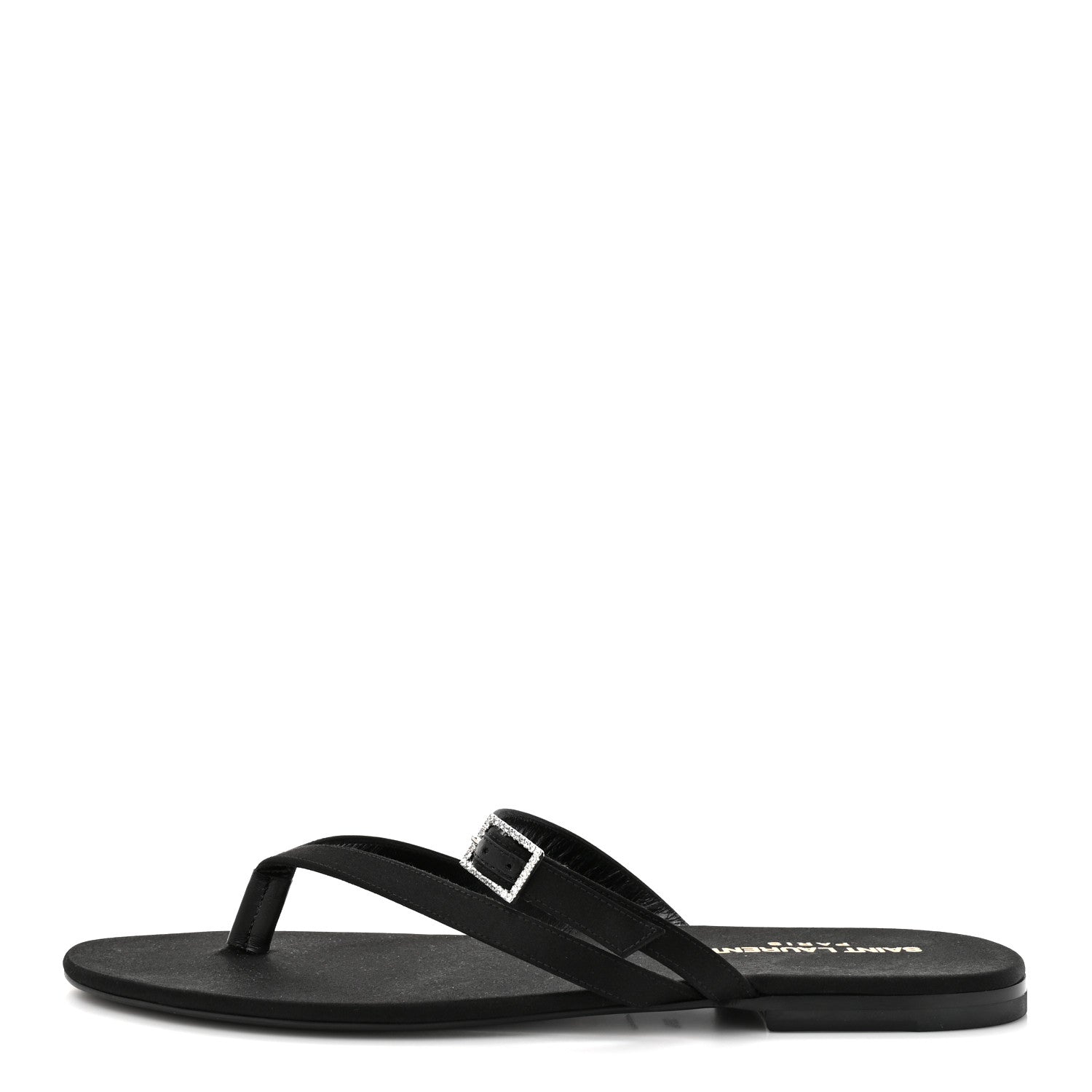 Saint Laurent Crepe Satin Laszlo Sandals 39.5 Black 1 of 9