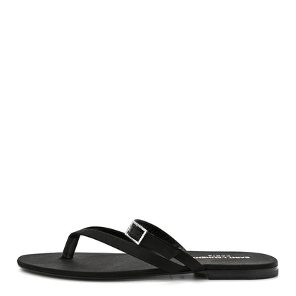 Saint Laurent Crepe Satin Laszlo Sandals 39.5 Black 1 of 9
