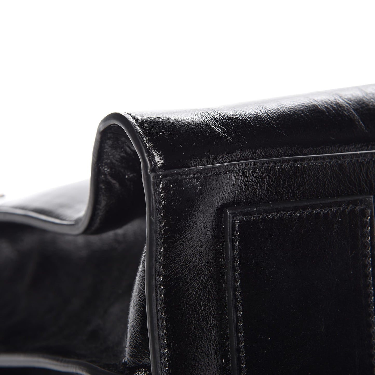 Cracked Shiny Calfskin Medium Souple Sac De Jour Duffle Black