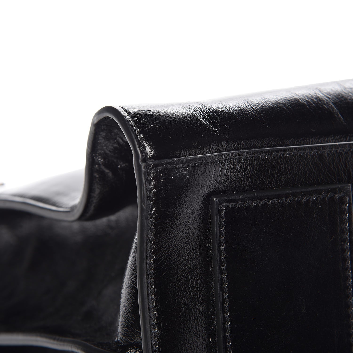 Saint Laurent Cracked Shiny Calfskin Medium Souple Sac De Jour Duffle Black 9 of 13
