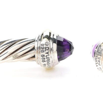 David Yurman Sterling Silver 14K Yellow Gold Amethyst 7mm Cable Classics Bracelet 4 of 5