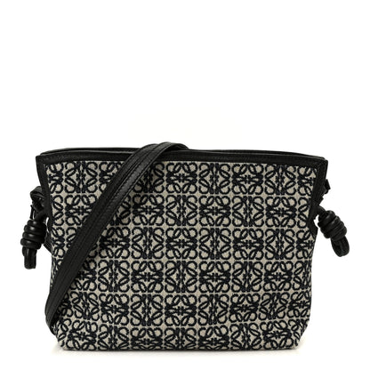 Loewe Jacquard Anagram Calfskin Mini Flamenco Knot Clutch Navy Black 1 of 11