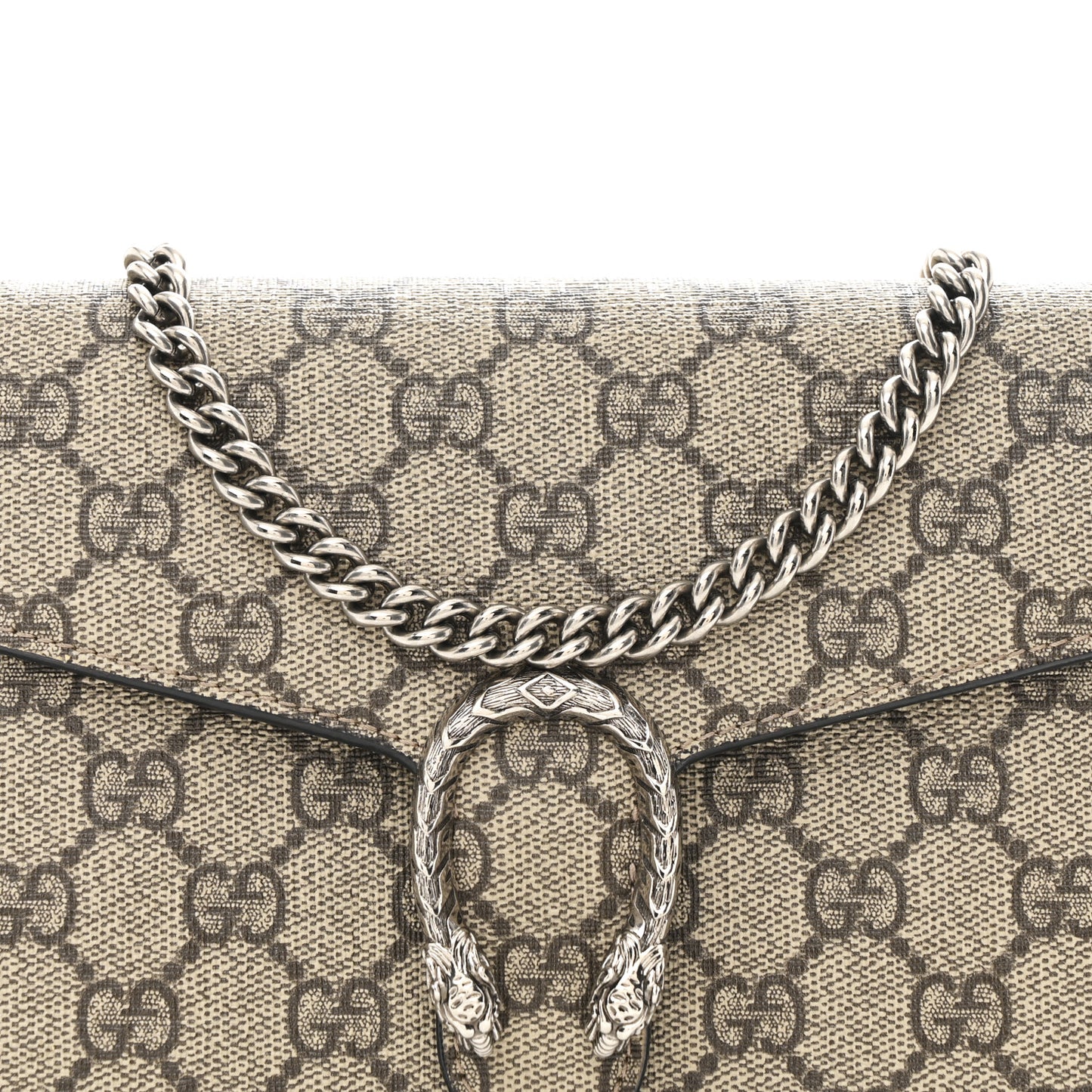 GG Supreme Monogram Mini Dionysus Chain Wallet Beige Black