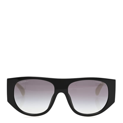 Chanel Acetate Quilted CC Pilot Sunglasses 71465 White Black 2 of 8
