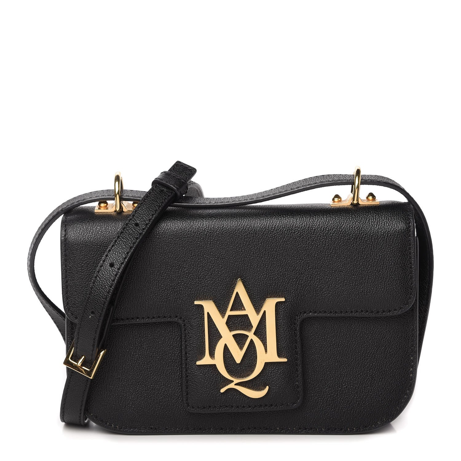 Alexander McQueen Grained Calfskin Small Insignia Flap Black 1 of 10