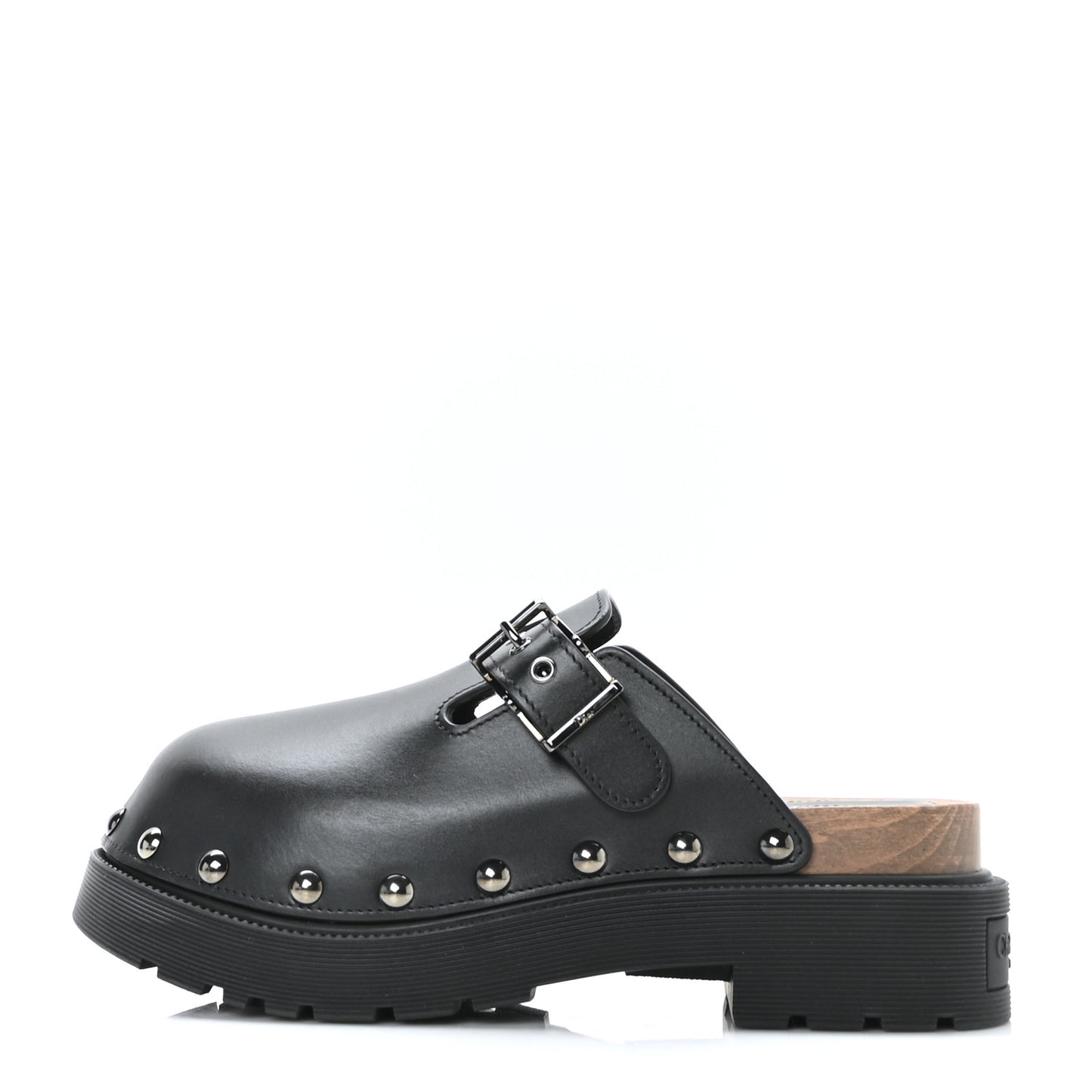 Calfskin Diorquake Buckled Lug Sole 15mm Clogs 38 Black