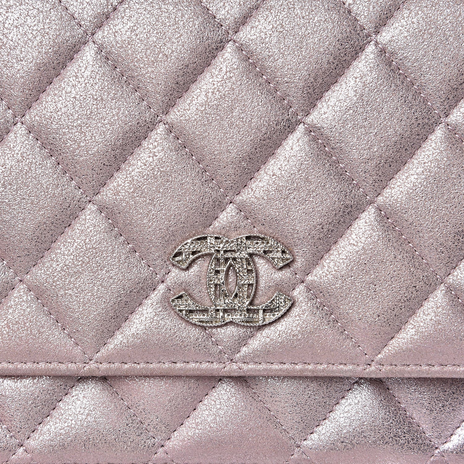 Chanel Iridescent Calfskin Quilted Wallet on Chain WOC Light Pink 9 of 12