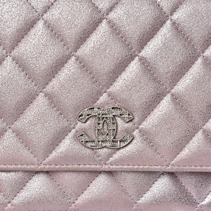 Chanel Iridescent Calfskin Quilted Wallet on Chain WOC Light Pink 9 of 12