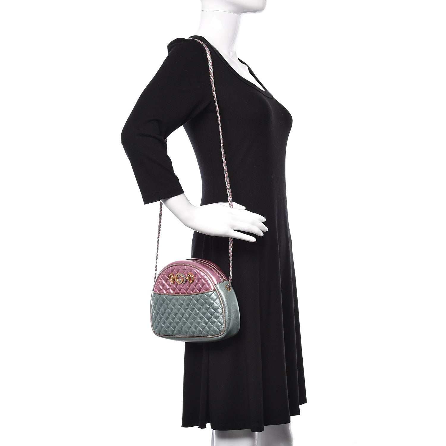 Gucci Laminated Nappa Trapuntata Mini Zumi Dome Shoulder Bag Rosa Lago Rame 2 of 9