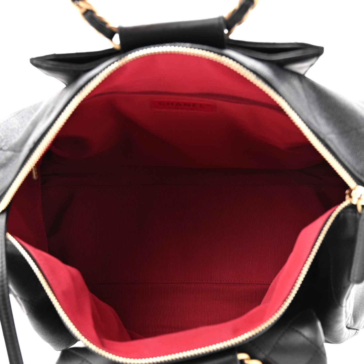 Chanel Grained Calfskin Lambskin Quilted Large Bowling Bag Black 5 of 10