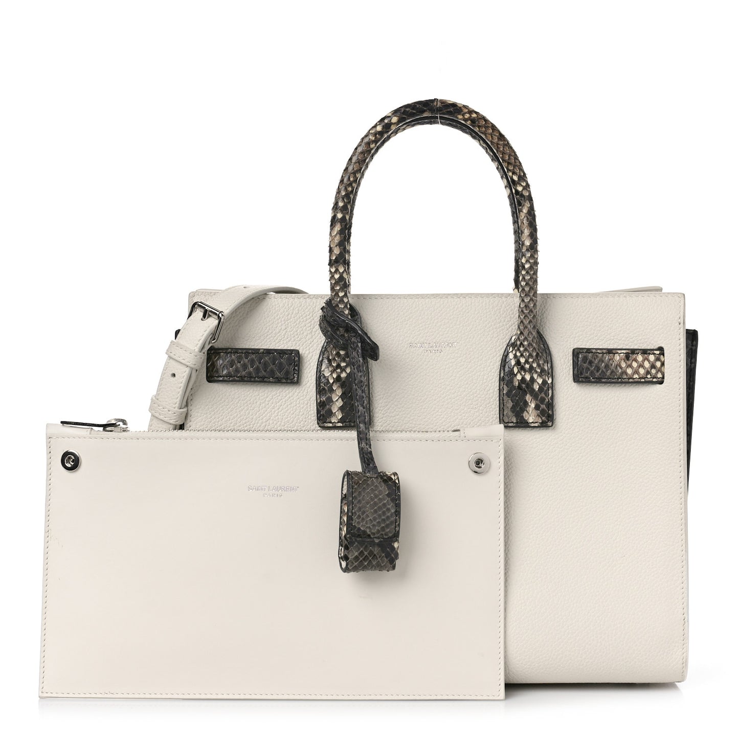 Grained Calfskin Baby Sac De Jour White Black