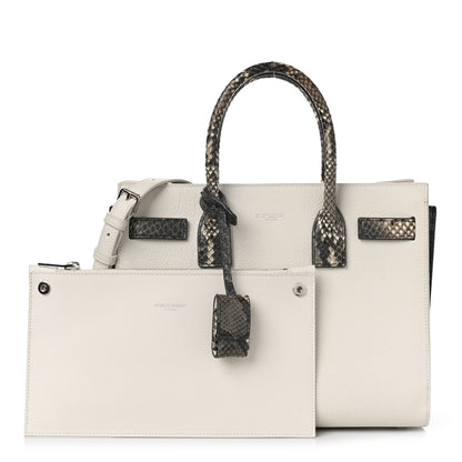 Saint Laurent Grained Calfskin Baby Sac De Jour White Black 1 of 9