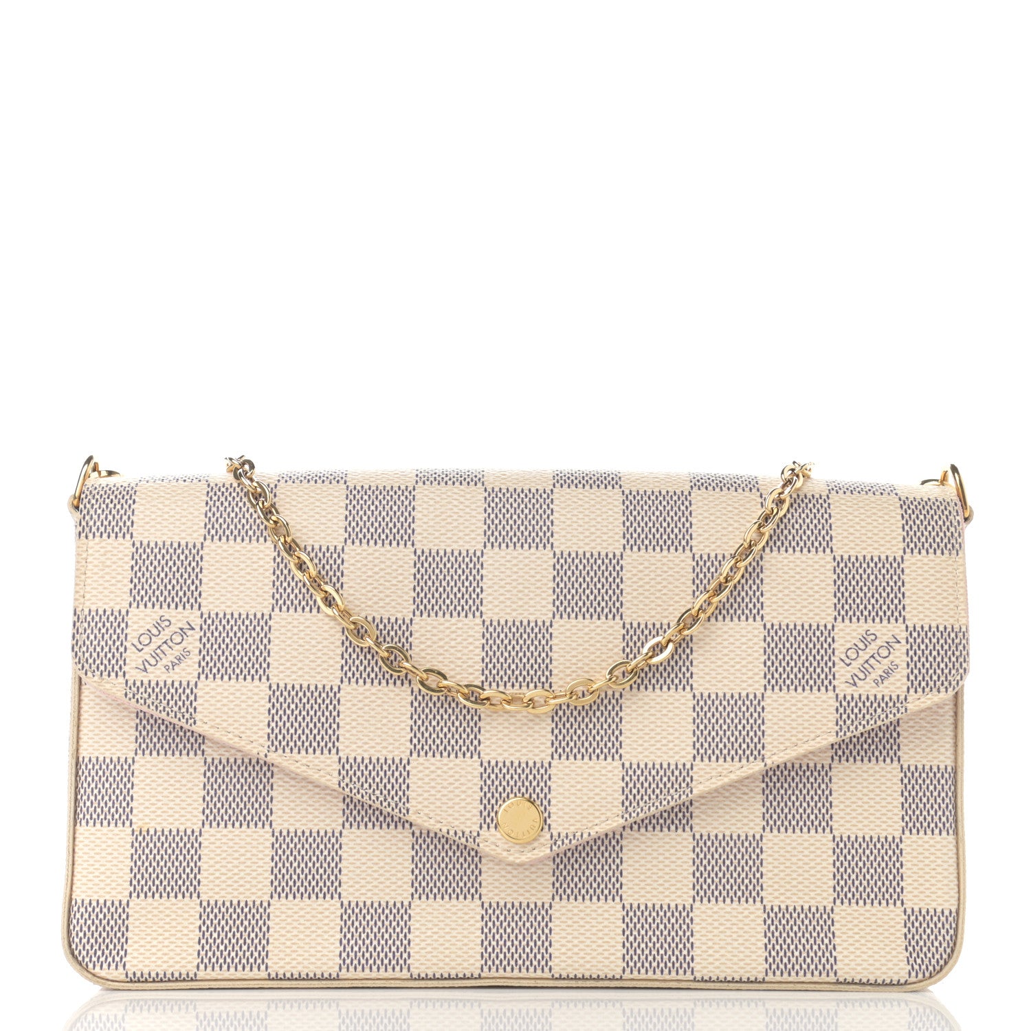 Louis Vuitton Damier Azur Pochette Felicie Chain Wallet Rose Ballerine 3 of 13